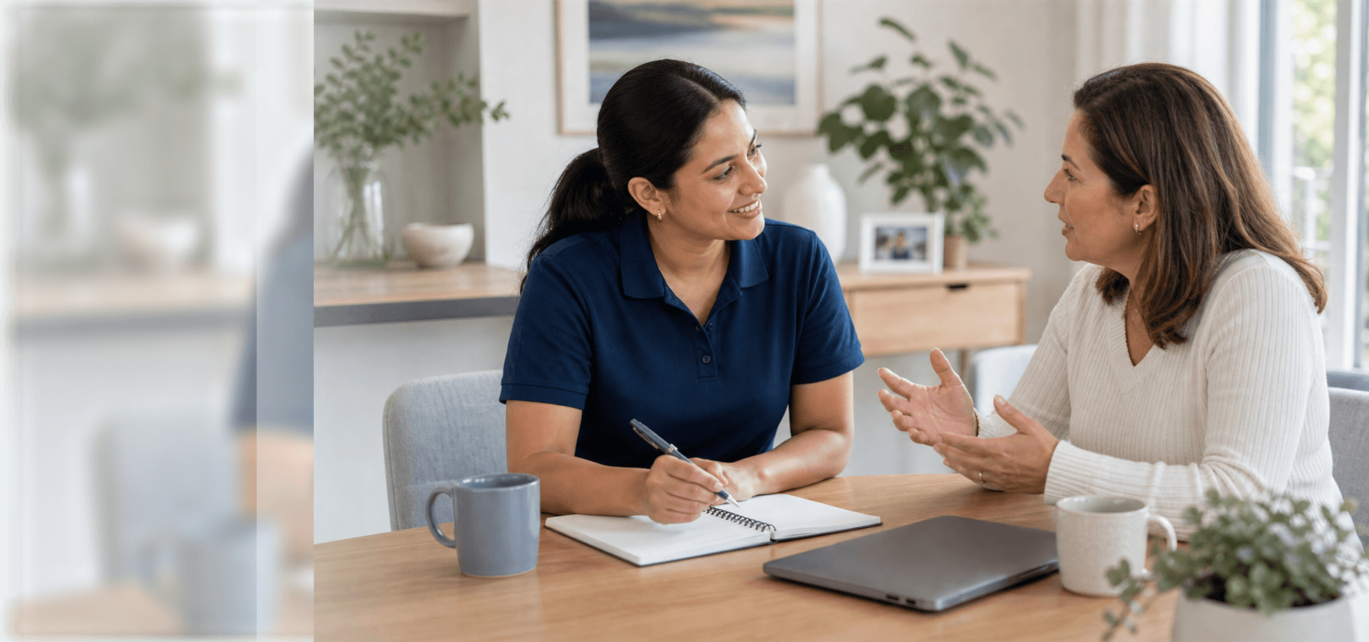 Family member asking support questions to a coordinator