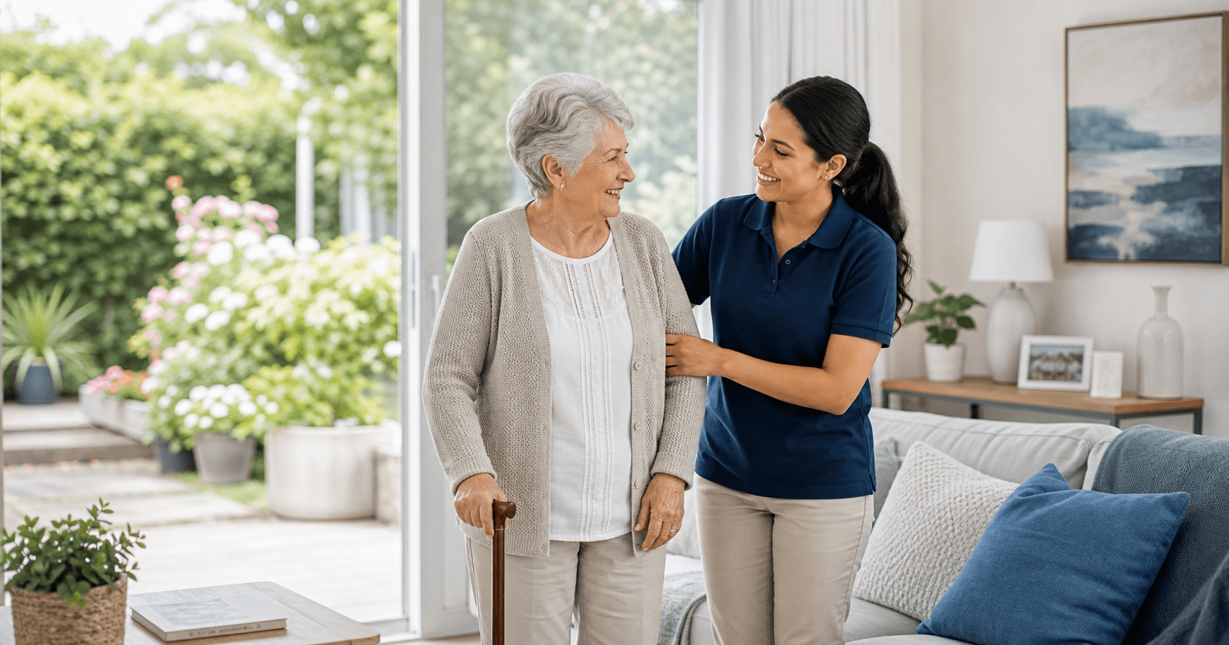 Older adult receiving respectful in-home aged care support