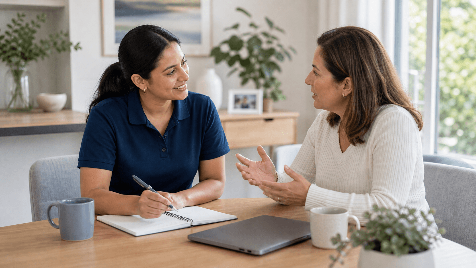 Family member asking support questions to a coordinator